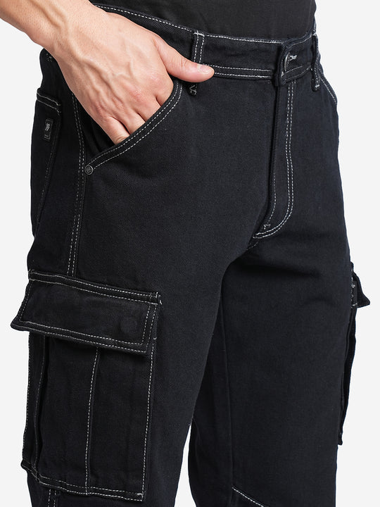 Black Relax Fit Cargo Pants